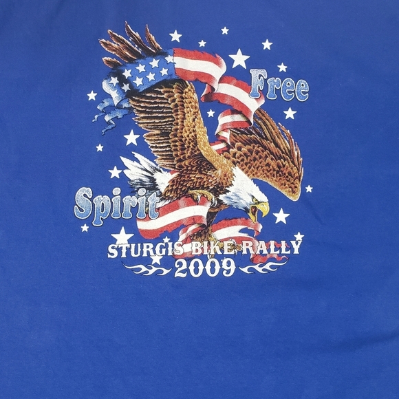 2009 Sturgis Motorcycle Rally T-Shirt Sz XL ? Blue American Flag Eagle Bike Week - Picture 2 of 7